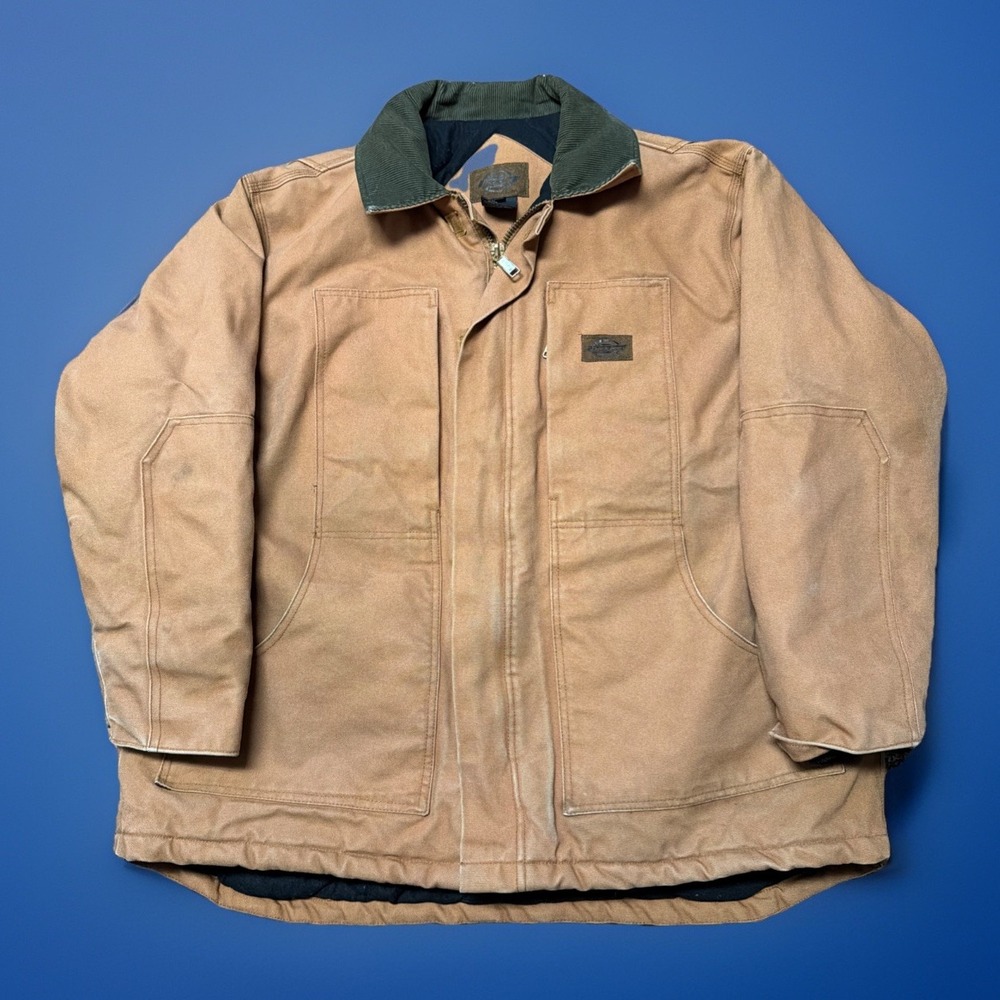Dickies Jacket Men's XL Brown Duck Canvas‎ Corduroy Collar Full Zip Chore Barn